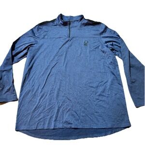 Spyder Men's XL Activewear ¼ Zip Pullover Sweater Shirt Navy Ski Layer